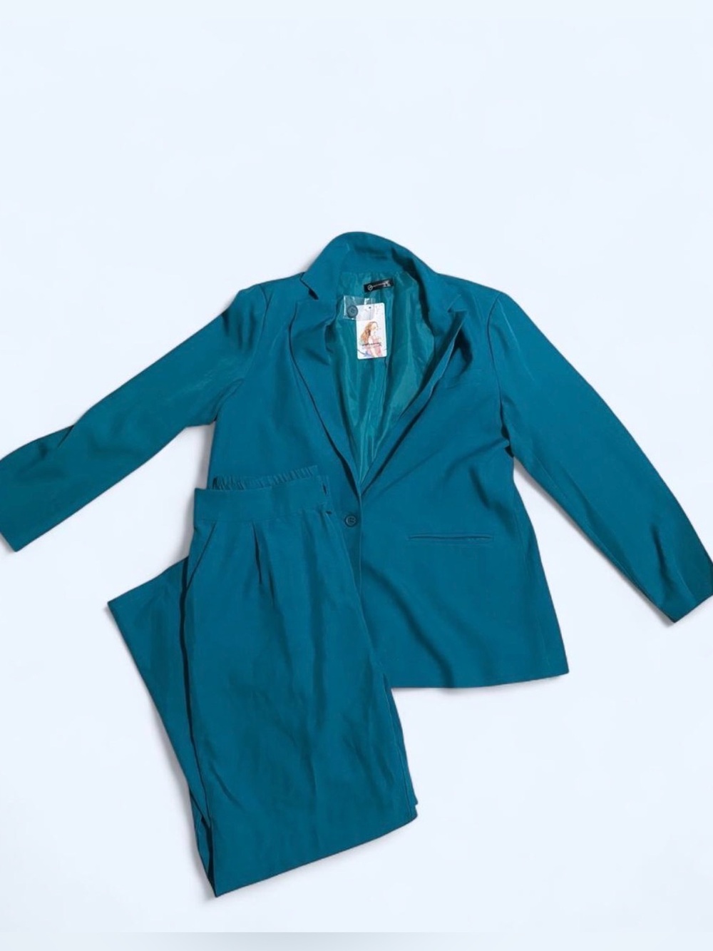 Prettygarden Teal Blazer & Pants Matching Set | Women’s L